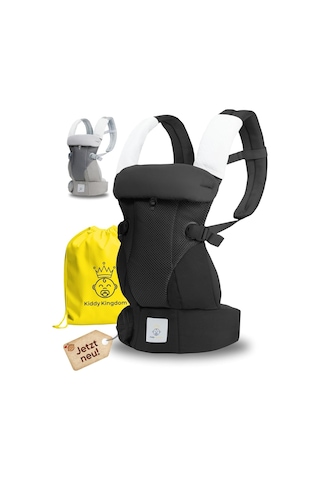 Kiddy Kingdom 3'ü 1 Arada Ergonomik Bebek Taşıyıcı Nefes Alabilen 3D Soft Mesh, Yenidoğan Için Portbebe Siyah Tek Ebat