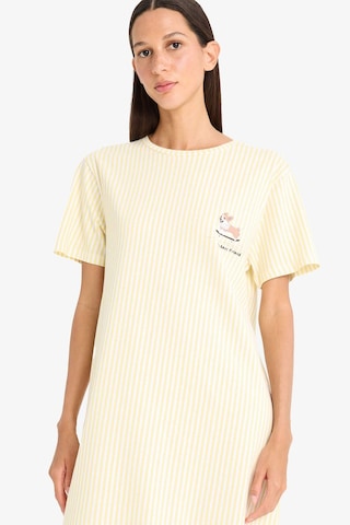 Defacto Regular Fit Bisiklet Yaka Baskılı Kısa Kollu Gecelik-fall İn Love F1614ax25smyl118 Sarı