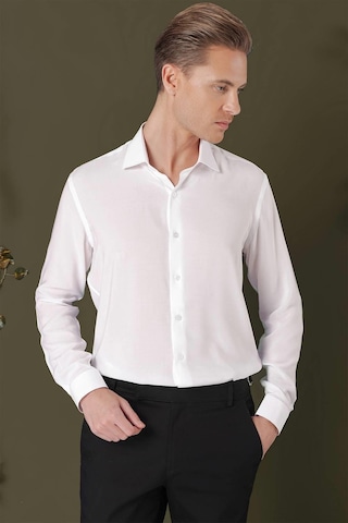 Efor Gk 709 Slim Fit Beyaz 1 Klasik Gömlek Beyaz