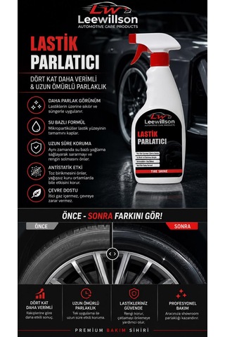 Lastik Parlatıcı Sprey 500 Ml-su Bazlı, Uzun Ömürlü, Koruyucu Etkili, Sararma Karşıtı