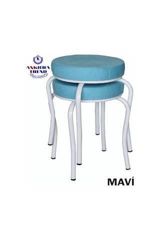 Tabure (Beyaz Ayaklı) (2 Adet)-Mutfak Balkon Tabur...