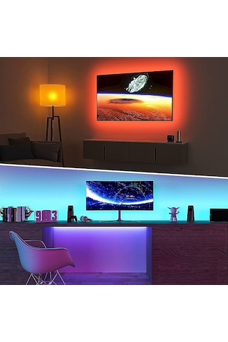 Sese Duyarlı Tv Arkası Rgb Şerit Led Kumandalı 5 Metre