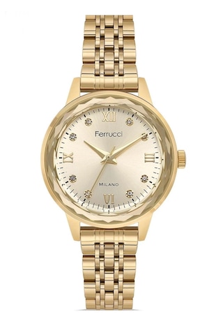 Ferrucci Gold Renk Jübile Kordon Çelik Kadın Kol Saati Gold