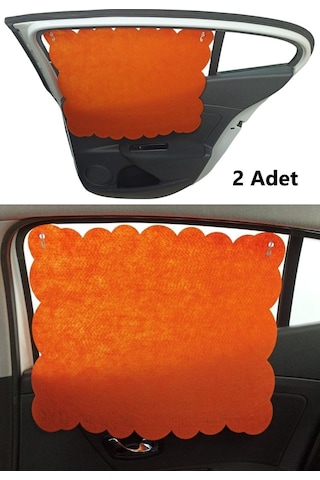 Oto Güneşlik Perdesi Yan Cam Araç Perdesi Arka Koltuk Emzirme Örtüsü Turuncu Keçe Vantuzlu 2 Adet