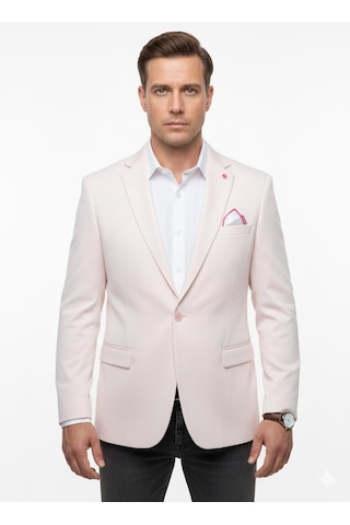Plus Scorpion Erkek Blazer Ceket Slim Fit, Tek Düğme, Şık Davet Ve İş Kombin Ceketi Açık Pembe