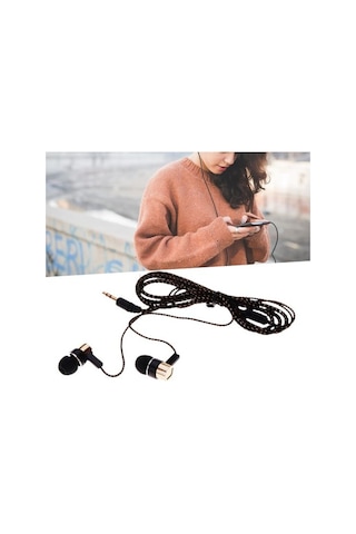 Yurt İçin Kulaklık Stereo Gürültü Azaltma Tpe 3.5 MM Kulak İçi Kablolu Stereo Örgü Kulaklık