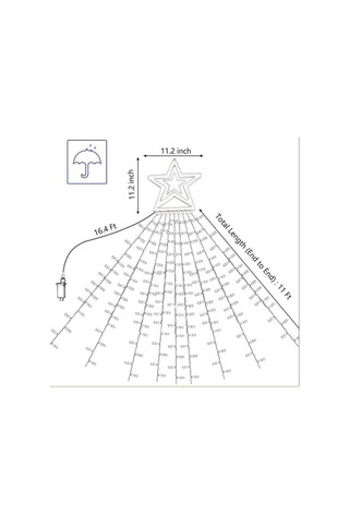 Vıp Profesyonel Işıklı Tepe Yıldızlı Led Solar Led Işık Gün Işığı 9 Dallı 282 Ledli Sarı