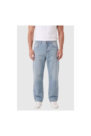 Deepsea Erkek Mavi Yıkamalı Baggy Fit Likralı Bol Kesim Geniş Paça Jean Kot Pantolon 2600061