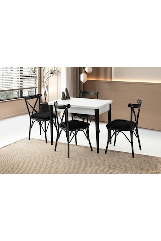 Tekno Bahar Mdf Açılır Mutfak Masa Sandalye Takımı 60x100 beyaz