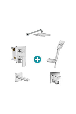 Eca Lia Ankastre Gömme Banyo Bataryası Duş Seti Tüm Parçalar Dahil Krom