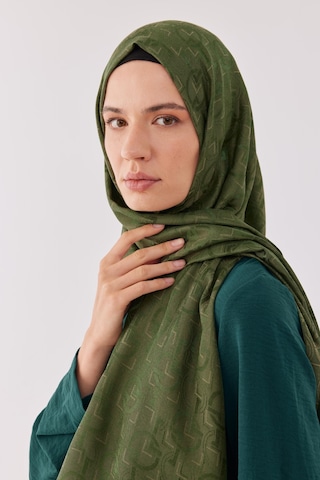 Mirsoy Scarf Daka Desen Parlak Jakar Şal - Yeşil Yeşil