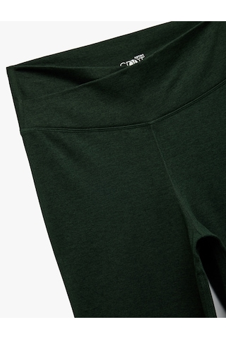 Koton Asimetrik Yüksek Bel Slim Fit İspanyol Paça Spor Tayt Yeşil 6wak40115nk Yeşil