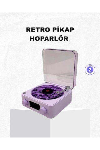 Retro Pikap Hoparlör Bluetooth Aux Usb Type-c Projektörlü 360 Sesli Taşınabilir