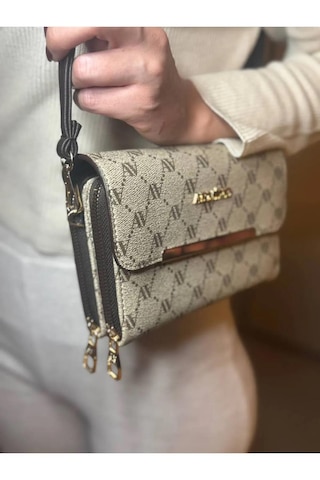 Armine Kadın Yeni Sezon Trend El Ve Omuz Askılı Cüzdan Çanta 381 Vizon Noktalı