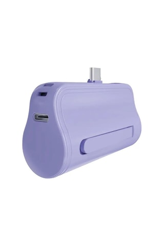 Miniso Lisanslı Çift Kablolu 4500mah Powerbank X-45dx Mor Kompakt Şarj Desteği Lila