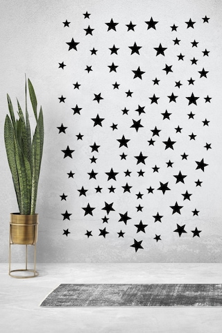 100 Adet Ahşap Yıldız Dekoru Duvar Süsü Yıldızlar - Duvar Dekerasyon - Ev Süsü