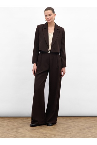 Sateen Luna Krep Pantolon - Kahve-136964 Kahve
