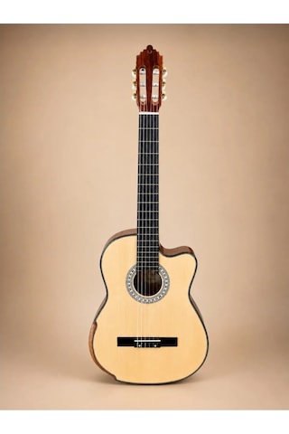 Maygar Mgt-600b Ceq İnce Kasa Elektro Klasik Gitar Kılıf, Kapo Ve Pena Hediyeli Naturel