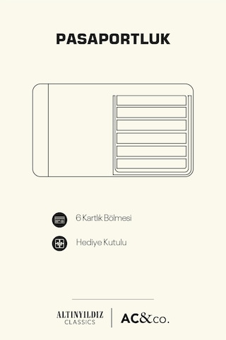 Ac&co / Altınyıldız Classics Erkek Kahverengi Özel Hediye Kutulu Suni Deri El Yapımı Pasaportluk Kahverengi