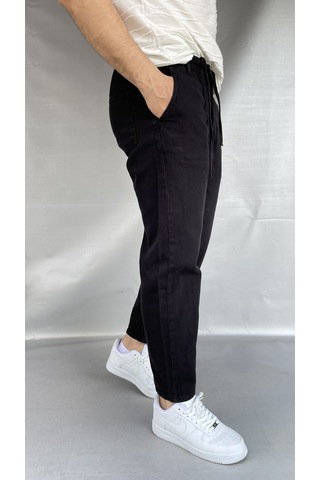 Yumuşak Denim Boyfriend Pantolon Siyah