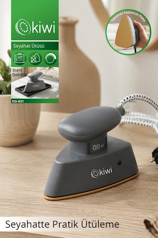 Ksı-631 Seyahat Ütüsü Kompakt Tasarım Yapışmaz Taban Isıya Dayanıklı Stand