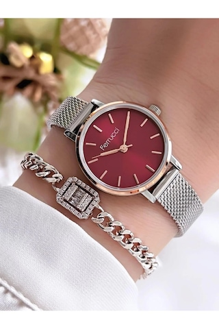 Ferrucci Fc63208 Minimal Kasa Hasır Ayarlanabilir Çelik Kordon Kadın Kol Saati Rose Gold