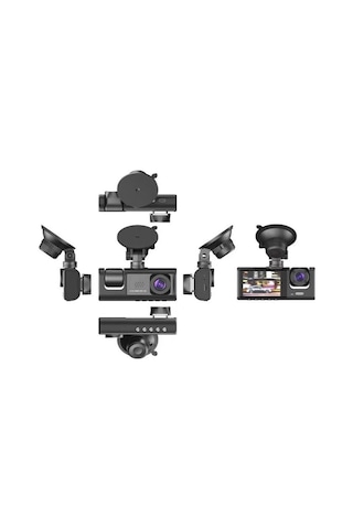 Buğz Ta-01 Siyah 1080p Araç İçi 3 Kameralı Lcd Ekranlı Gece Görüşlü , G-sensör , Geri Görüş Kamera