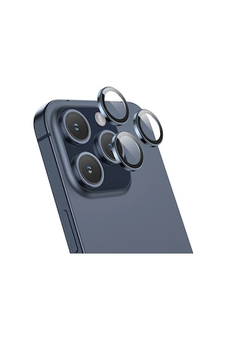 Hoco Crystal Clear iPhone Uyumlu 15 Pro-15 Pro Max Hd 3d Metal Çerçeveli Kamera Koruyucu Lens- 5775 Şeffaf