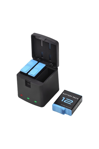 Gajeena Gopro Hero 9/10/11/12 İçin Hızlı Şarj Kutusu Seti - 3 Adet 1800mah Batarya + Usb-c Kablolu Çok Fonksiyonlu Şarj Cihazı