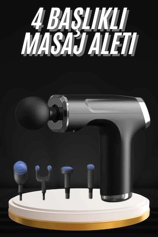 Şarjlı Masaj Tabancası 4 Başlıklı Mini Masaj Tabancası Ve Masaj Aleti Çok Renkli