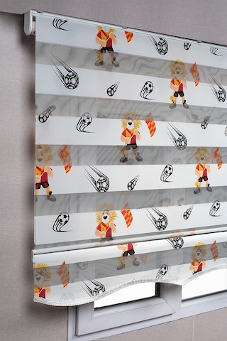 Etekli Galatasaray Taraftar Aslan Desenli Genç Odası Zebra Stor Güneşlik Perdeler