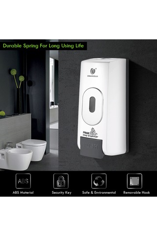 Reedark "500ml Duvar Tipi Köpük Sabun Dispanseri - Hijyenik, Sızdırmaz, Şeffaf Gövde İle Otel Ve Hastaneler İçin" Beyaz