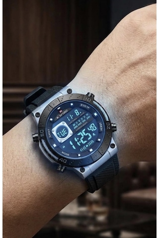 Naviforce Dijital Erkek Kol Saati Alarm Kronometre Metalik
