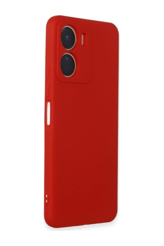 Vivo Y16 Kılıf First Silikon - Kırmızı Düz Renkli