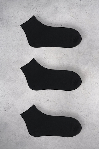 Brıege Yarım Konç Düz Bamboo  Kadın Soket 3'lü Paket Siyah Çorap