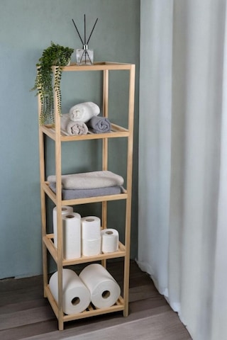 Digithome Ahşap Masif 5 Raflı Çok Amaçlı Banyo Düzenleyici Mobilya Hlt-002 Ahşap