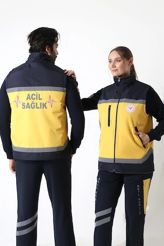 Acil Sağlık Unisex Kışlık Yelek - Sarı Sarı