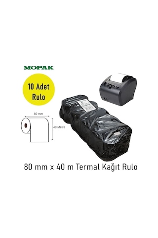 80x40 Termal Rulo Adisyon Yazarkasa Pos Fiş Bilgi 80 40 Yemek Fişi Termal Rulosu 1paket 10rulo