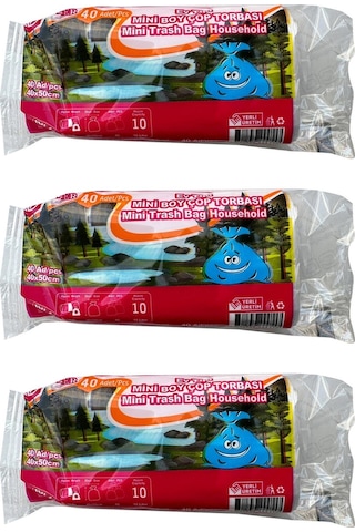 Yener 2 Kat Beyaz Mini Küçük Boy Çöp Torbası Poşeti 10 L 3 x 40'lı 40 x 50 CM