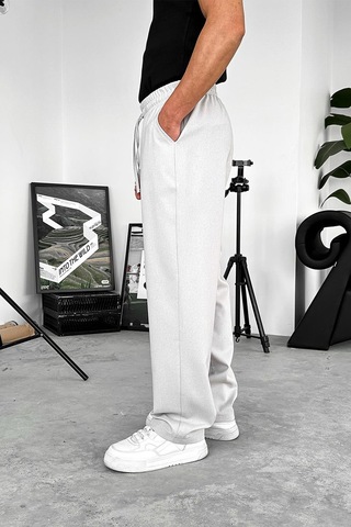 Açık Gri Dokulu Soft Jogger Pantolon Açık Gri