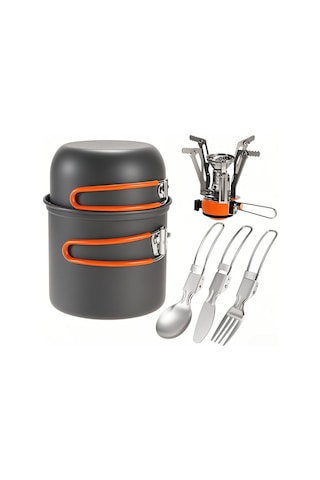 Yaozixa Tomshoo Kamp Çamaşırı Seti: Isıtma Tüpü, Alüminyum Tencere Ve Tava, Çelik Bıçak-kaşık-kürek, 1-2 Kişilik, Hafif Ve Taşınabilir Çok Renkli