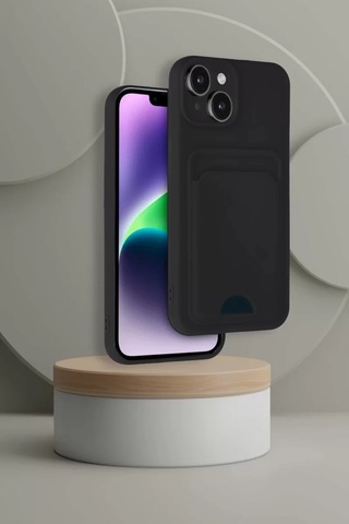 Apple iPhone Uyumlu 14 Kılıf Kelvin Kartvizitli Silikon - Siyah Çok Renkli