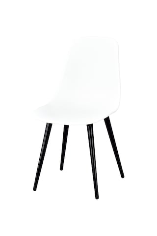 Vilinze Eames Siyah Ahşap Ayak Plastik Beyaz Sandalye