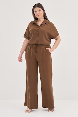 Beli Lastikli Cepli Palazzo Pantolon-1799 Kahverengi