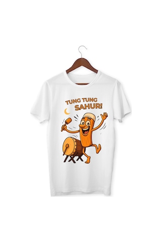 Tung Sahur Tişört Çocuk T-shirt Tung Tung Sahur Yetişkin Unisex Tişört Beyaz