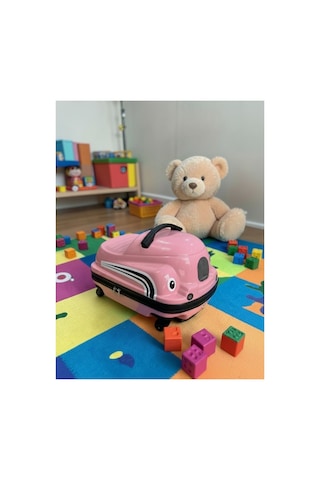 Aresshop Araba Valiz Çocuk Çanta Cocuk Araba Valız Pembe