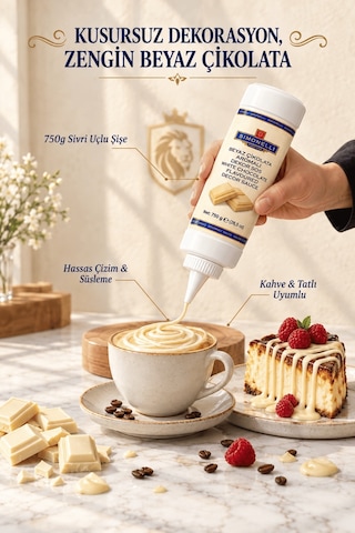 Simonelli Beyaz Çikolata Aromalı Kahve ve Tatlı Dekor Sosu Sıkılabilir Şişe 750 G