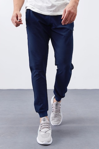 Tommy Life İndigo Fermuar Cepli Dar Kalıp Jogger Erkek Eşofman Alt - 84343 İndigo