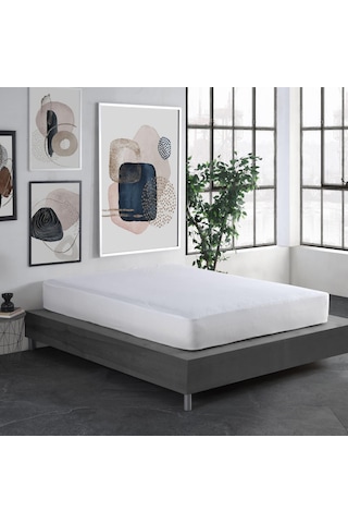 Soley Sıvı Geçirmez Fited Pamuklu Alez Tek Çift Kişilik Yatak Koruyucu Beyaz