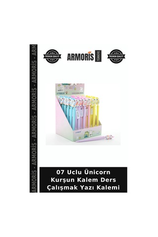 07 Uclu Ünicorn Kurşun Kalem Ders Çalışmak Yazı Kalemi Çok Renkli